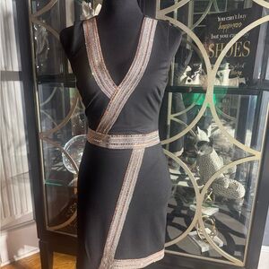 BeBe Black Dress With Rose Gold and Silver